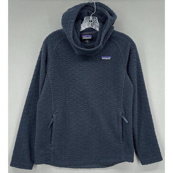 Patagonia Tops - Patagonia Hoodie Womens Small Blue Fleece Cowl Neck Hoody Diamond Pullover Cozy